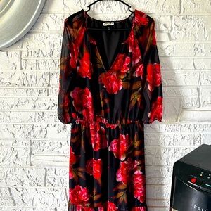 Pink, black, red, beautiful dress. Size Large